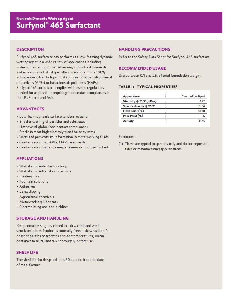 Surfynol 465 气体化学非离子表面活性剂(图1)