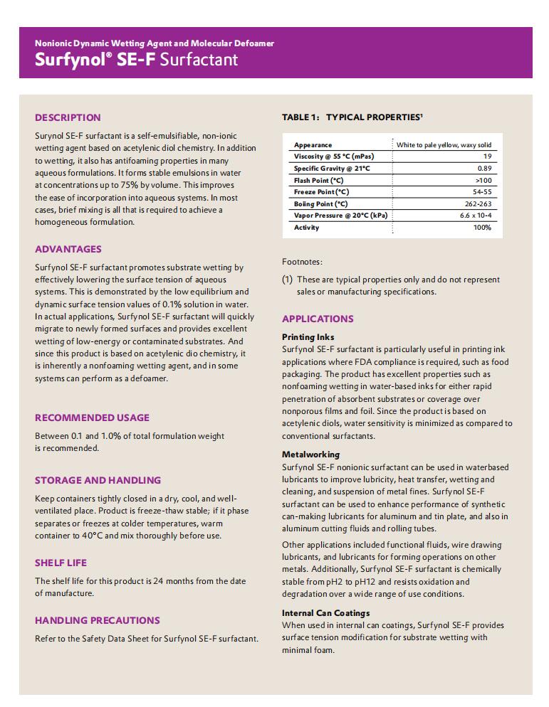 Surfynol SE-F非离子消泡润湿表面活性剂(图1)